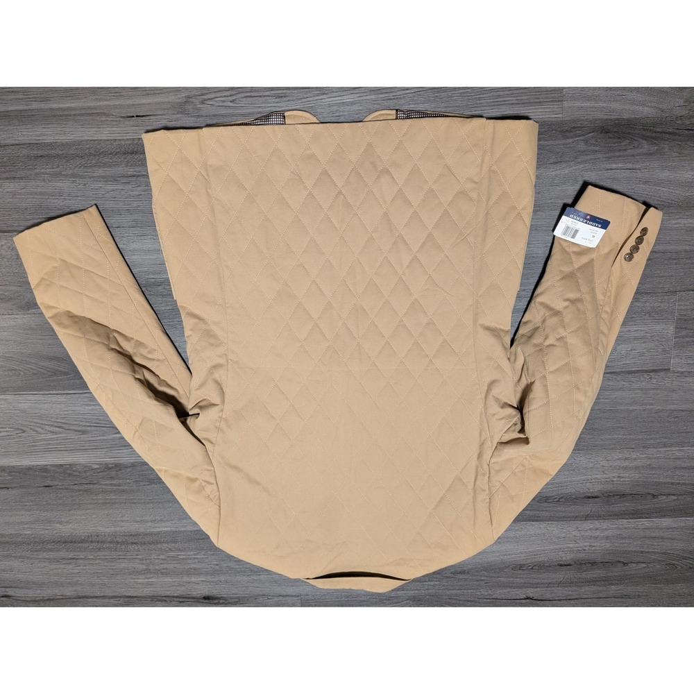 NWT Saddlebred Men's Solid Tan 100% Cotton Quilted Blazer Size 46L - Picture 10 of 10